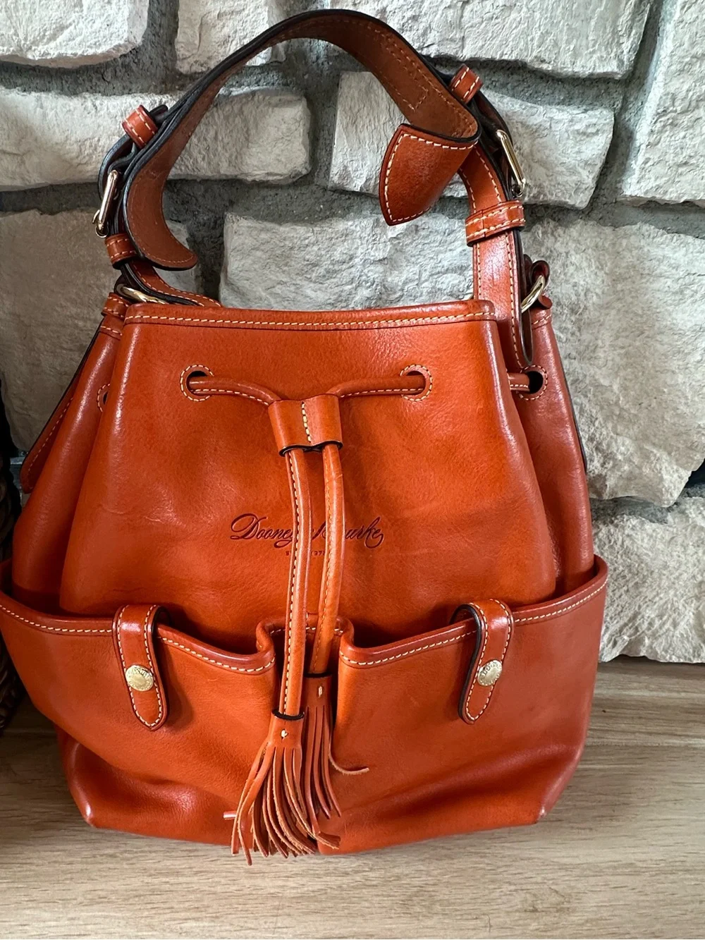 Dooney & Bourke Florentine Leather drawstring Distinguished Tassel Accents - Picture 4 of 12